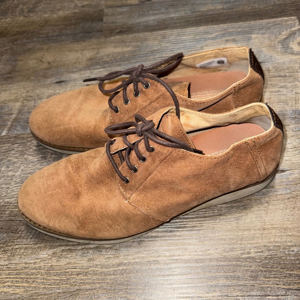 TOMS Preston Mens 10.5 Bark Brown Micro Corduroy Oxford Lace Up Casual Shoes - Picture 6 of 10